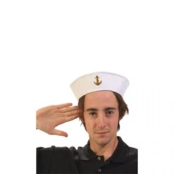 Bob Marin Blanc Avec Ancre Dorée 