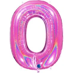 Ballon Chiffre 0 Fushia Holographique 