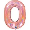Ballon Chiffre 0 Rose Gold Holographique 