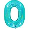 Ballon Chiffre 0 Turquoise Holographique 
