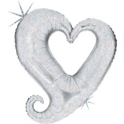 Ballon Mylar Coeur Chaine Holo Argent 