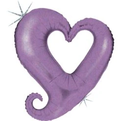 Ballon Mylar Coeur Chaine Holo Lavande 