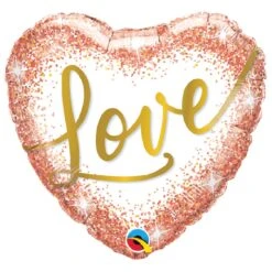 Ballon Coeur Love Rose Gold Dots 