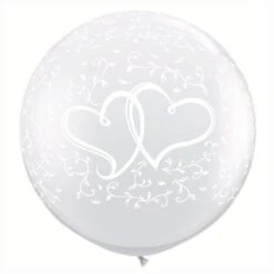 Ballon Géant Double Coeur Blanc Perlé Qualatex 
