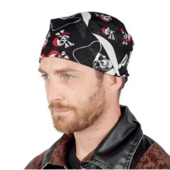 Bandana Tissu Noir Avec Tête De Mort 