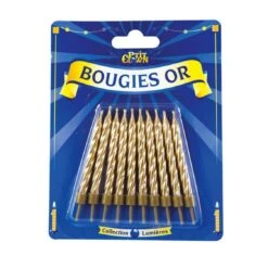 Bougie Or Avec Bobèche - Blister De 10 