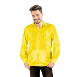 Chemise Disco Homme à Frou Frou Jaune 