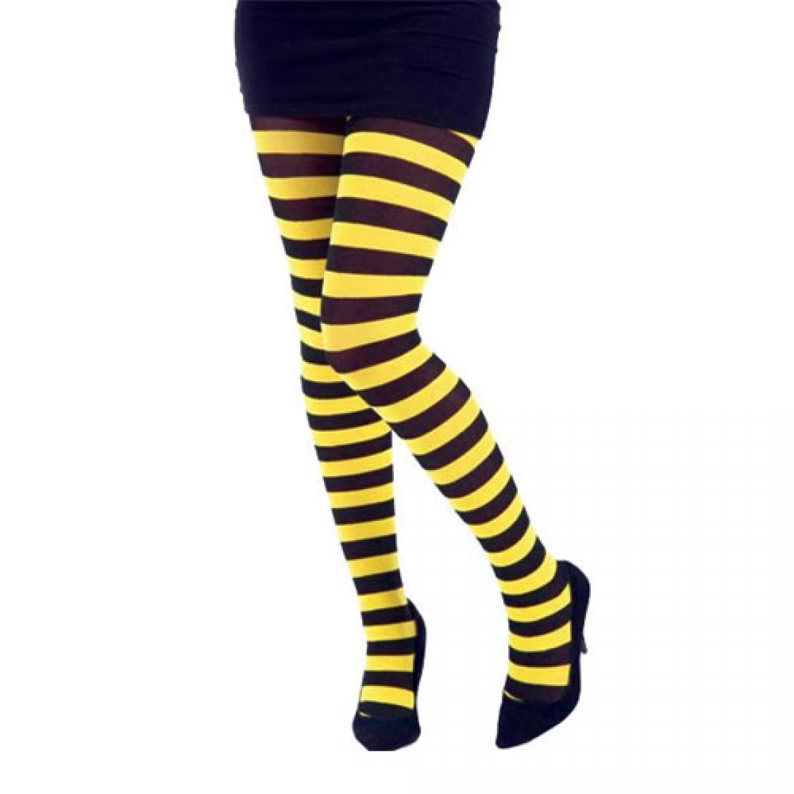 Collant Rayé Opaque Noir Et Jaune 1 Collant Rayé Opaque Noir Et Jaune