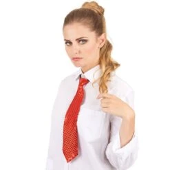 Cravate Sequins Avec élastique Rouge 