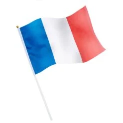 Drapeau Français Tissu Avec Hampe 