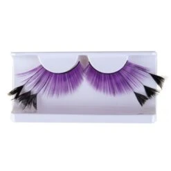 Faux Cils Violet Et Noir Effet "plumes" 