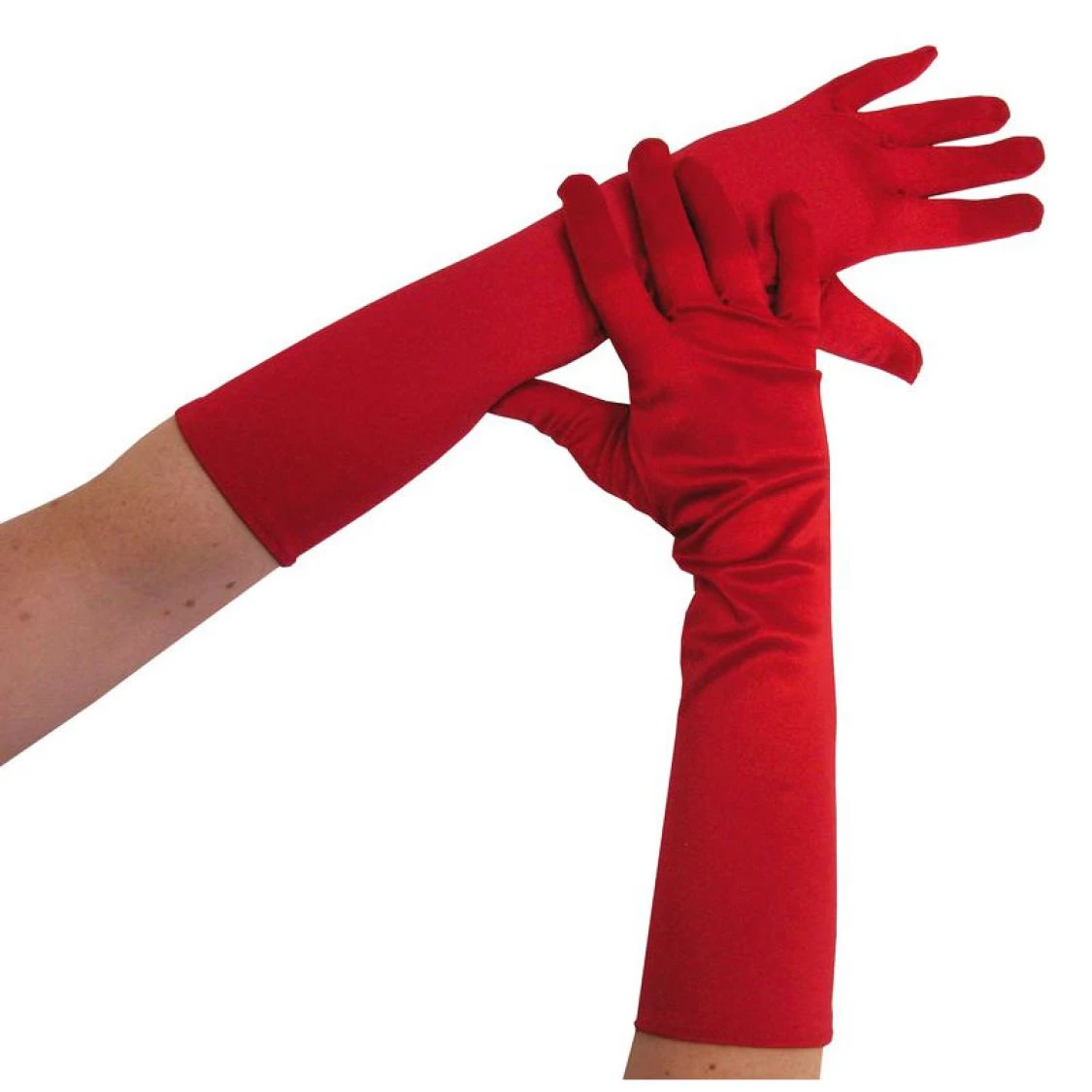 Gants Longs Rouges Satinés 40cm 1 Gants Longs Rouges Satinés 40cm