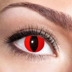 Lentilles De Contact Fantaisie Oeil De Chat Rouge 