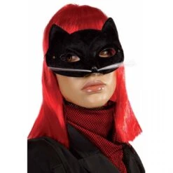 Loup Tissu Fourrure Chat Avec Moustache Noir 