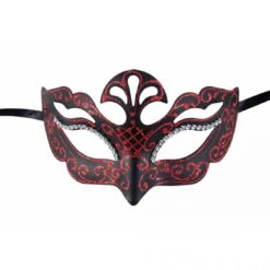 Loup Vénitien Plastique Noir Et Rouge 