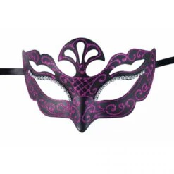 Loup Vénitien Plastique Noir Et Fushia 