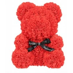 Ourson En Roses Eternelles Rouge 