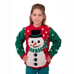 Pull De Noël Bonhomme De Neige Enfant Mixte 